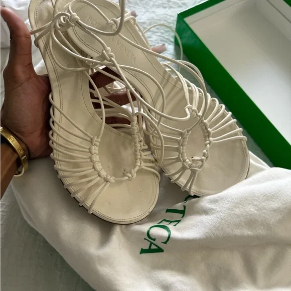 Bottega Veneta Women's White Strappy Sandals - Picture 1 of 5